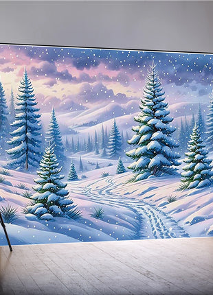 Christmas Trees Custom Backdrop Gift Cabins Yards Backgrounds For Decoration