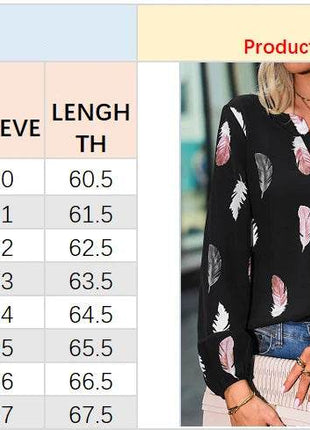 Woman Blouse Shirts For Women Stylish Top long Sleeve Feather Pattern Female Tops Elegant Chiffon Mujer Woman Clothes - MimiStylez