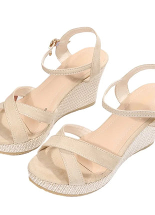 Summer Fashion Sandals, Wedge-heeled Waterproof Platform, Thick-soled Roman Platform-soled Sandals, Large Size Women's Shoes