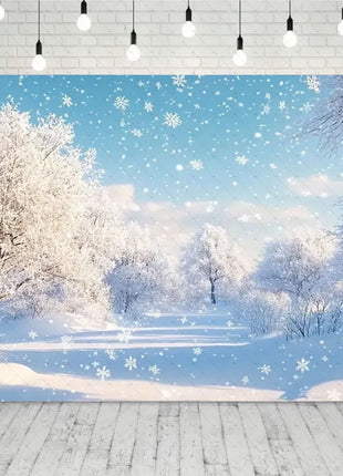 Snow Scene White Forest Art Style Backdrop Cloud Photography Background Winter Christmas Party Backdrop Decorations