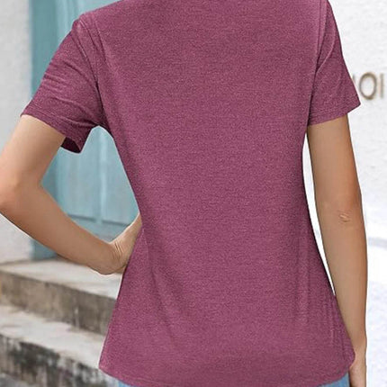 Womens Tunic Tops V Neck Shirts Short Sleeve Puff Pleated Casual Blouses Puff Pleated Work Blouse - MimiStylez