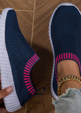 Women's Breathable Knit Sneakers, Casual Lace Up Outdoor Shoes, Lightweight Mesh Low Top Shoes