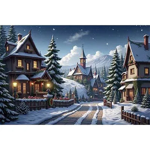 Christmas Trees Custom Backdrop Gift Cabins Yards Backgrounds For Decoration