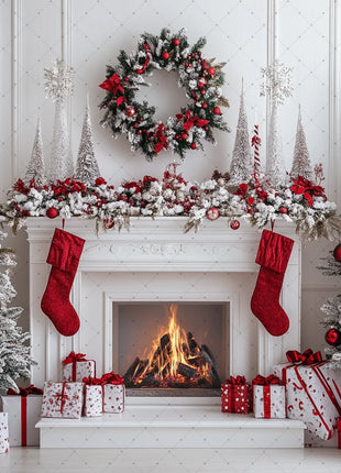 Gold Christmas Background - Glitter Xmas Tree Wreath Wooden Backdrop