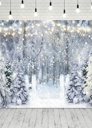 Snow Scene White Forest Art Style Backdrop Cloud Photography Background Winter Christmas Backdrop