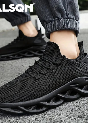 Men Sports Running Black Jogging Shoes Casual Sneakers Brown Outdoor Breathable Mesh Women Light Shock-absorption