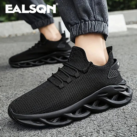 Men Sports Running Black Jogging Shoes Casual Sneakers Brown Outdoor Breathable Mesh Women Light Shock-absorption