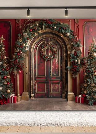 Christmas Backdrop Xmas Tree Fireplace Gift Winter Window Christmas Background