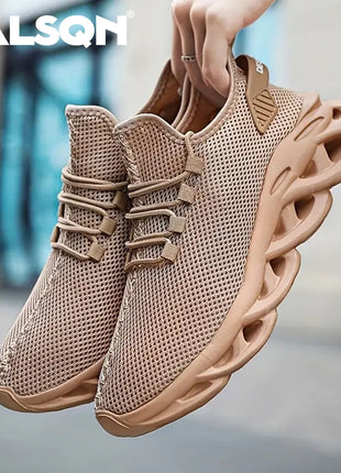 Men Sports Running Black Jogging Shoes Casual Sneakers Brown Outdoor Breathable Mesh Women Light Shock-absorption