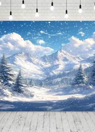 Snow Scene White Forest Art Style Backdrop Cloud Photography Background Winter Christmas Backdrop