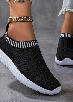 Women's Breathable Knit Sneakers, Casual Lace Up Outdoor Shoes, Lightweight Mesh Low Top Shoes