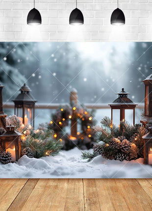 Christmas Background Custom Pine Fence Garland Christmas Tree