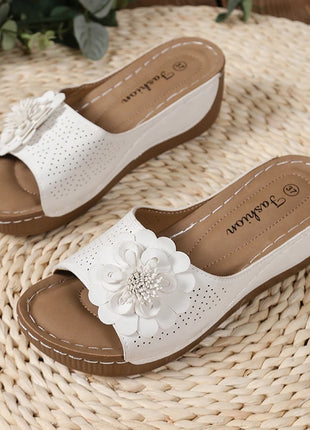 Flower Decor Women Wedge Thick Bottom Platform Sandals Anti Slip Shoes