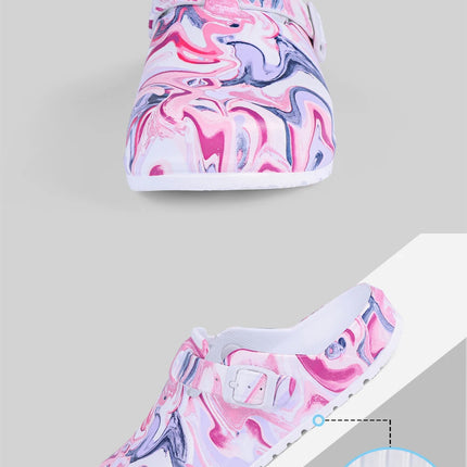 Women's Printed Garden Clogs, Summer Outdoor Sandals, Waterproof Slippers,Adjustable Slides For All Season Wear