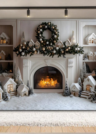 Christmas Backdrop Xmas Tree Fireplace Gift Winter Window Christmas Background