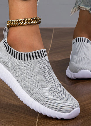 Women's Breathable Knit Sneakers, Casual Lace Up Outdoor Shoes, Lightweight Mesh Low Top Shoes