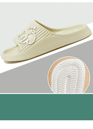 Cute Cartoon Kitten Women's Summer Slippers Indoor Bathroom Cloudy Soft Sole Non-slip Leisure Comfort Couple Home Shoes - MimiStylez