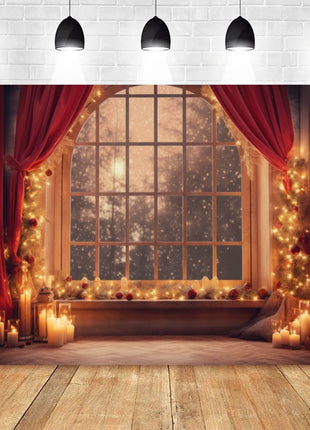 Christmas Backdrop Santa Claus Window Snow Forest Xmas Tree
