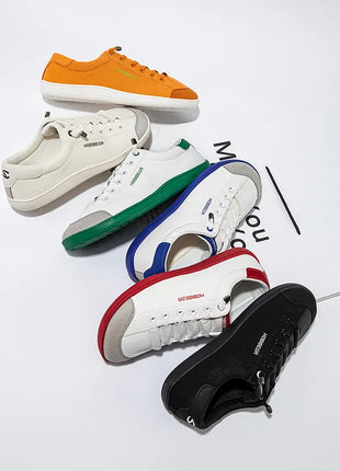 HOBIBEAR Wide Toe Barefoot Shoes for Unisex Minimalist Artificial Leather Sneakers Lightweight Adjustable Slip On Walking Shoes