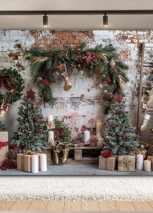 Christmas Backdrop Xmas Tree Fireplace Christmas Background