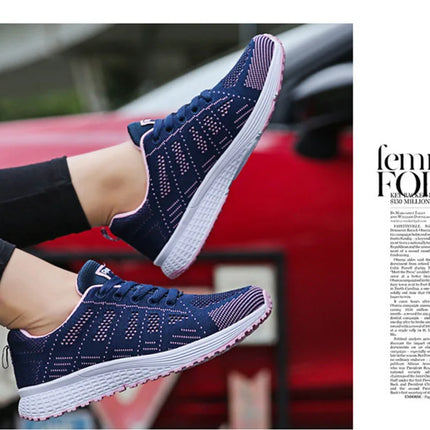 Zapatos casuales de mujer, zapatos planos de malla transpirables a la moda para caminar, zapatillas de deporte para mujer, zapatos de gimnasio, calzado femenino