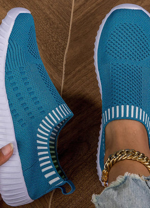 Women's Breathable Knit Sneakers, Casual Lace Up Outdoor Shoes, Lightweight Mesh Low Top Shoes