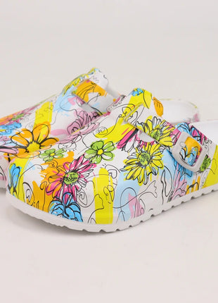 Women's Printed Garden Clogs, Summer Outdoor Sandals, Waterproof Slippers,Adjustable Slides For All Season Wear