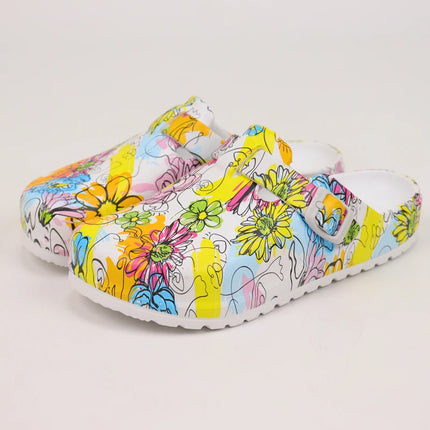 Women's Printed Garden Clogs, Summer Outdoor Sandals, Waterproof Slippers,Adjustable Slides For All Season Wear