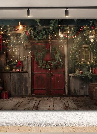 Christmas Backdrop Xmas Tree Fireplace Gift Winter Window Christmas Background