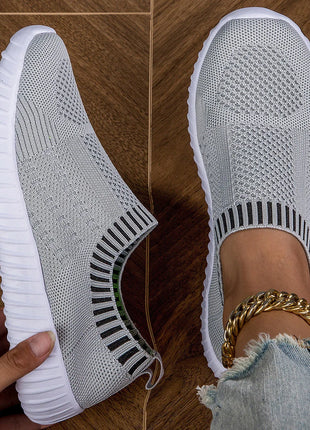 Women's Breathable Knit Sneakers, Casual Lace Up Outdoor Shoes, Lightweight Mesh Low Top Shoes