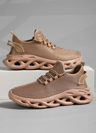 Men Sports Running Black Jogging Shoes Casual Sneakers Brown Outdoor Breathable Mesh Women Light Shock-absorption