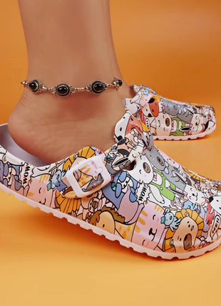 Stylish Flat Sandals Soft Insoles Adjustable Strap Easy-On Comfortable Clog Shoes For Women