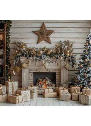 Christmas Background Xmas Tree Garland Fireplace Christmas Backdrops