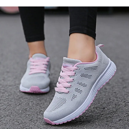 Zapatos casuales de mujer, zapatos planos de malla transpirables a la moda para caminar, zapatillas de deporte para mujer, zapatos de gimnasio, calzado femenino