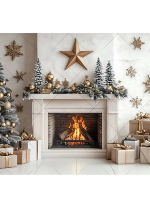 Christmas Background Xmas Tree Garland Fireplace Christmas Backdrops