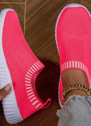 Women's Breathable Knit Sneakers, Casual Lace Up Outdoor Shoes, Lightweight Mesh Low Top Shoes