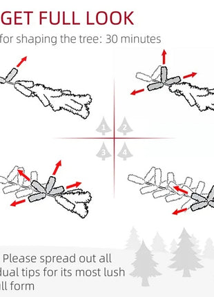 6FT Pine Christmas Tree With 795 Realistic Branches, Steel Base, Auto Open