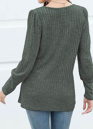 Decorative Button Square Neck Top - MimiStylez