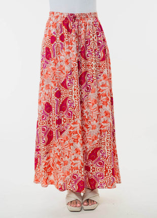 White Birch Full Size High Waisted Floral Woven Skirt - MimiStylez