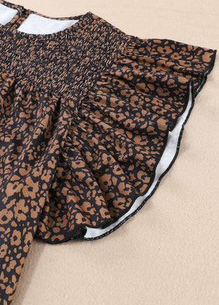 Plus Size Printed Smocked Butterfly Sleeve Blouse - MimiStylez