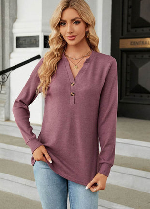 V-Neck Long Sleeve Blouse - MimiStylez