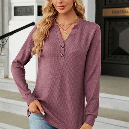 V-Neck Long Sleeve Blouse - MimiStylez