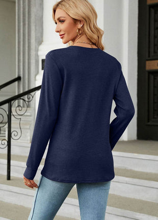 V-Neck Long Sleeve Blouse - MimiStylez