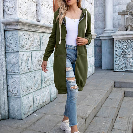 Zip-Up Longline Hoodie with Pockets - MimiStylez