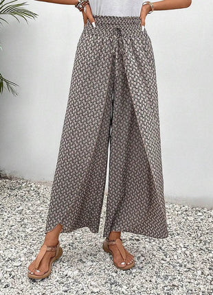 Tied Printed Wide Leg Pants - MimiStylez