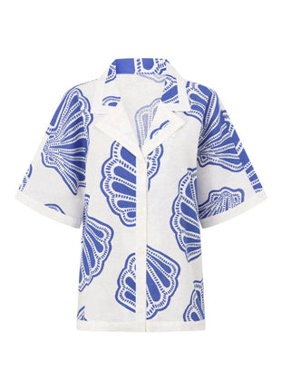 Printed Button Up Shirt and Shorts Set - MimiStylez