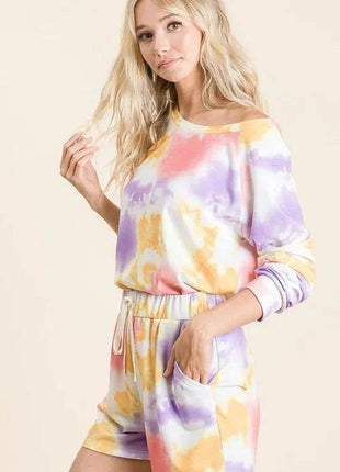 BiBi Tie Dye French Terry Top and Shorts Set - MimiStylez