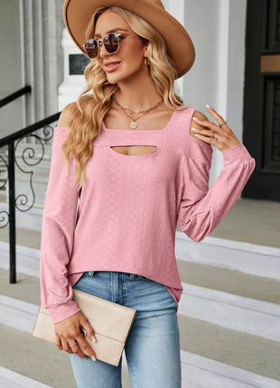 Cold Shoulder Square Neck Cutout Blouse - MimiStylez