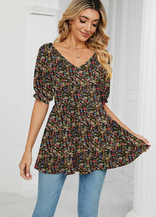 V-Neck Babydoll Blouse - MimiStylez
