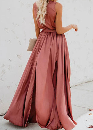 Surplice Tie Waist Maxi Dress - MimiStylez